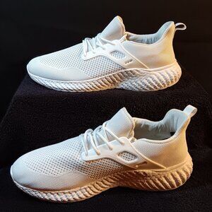 MENS BREATHABLE FASHION WALKING SHOES -11M - WHITE